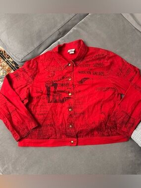 Vintage Rod’s Western Country Music Bedazzled Lightweight Cropped Snap Jacket XL